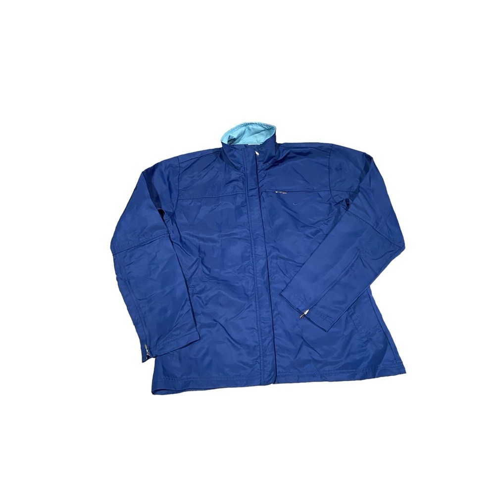 Vintage Nike Jacket Womens Medium Blue Full‎ Zip Logo Hiking Camping Outdoor